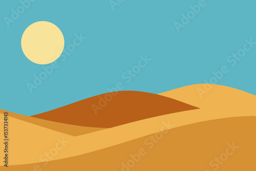 Desert Landscape Sun-Drenched Dunes and Azure Sky
