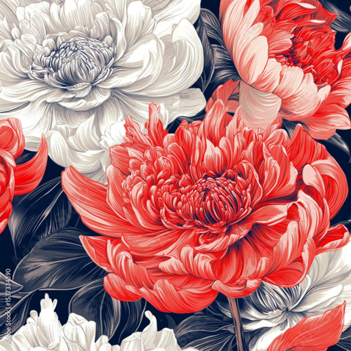 Floral pattern seamless repeat, painted watercolor style
