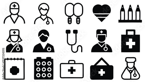 A collection of essential medical healthcare icons for hospitals and clinics