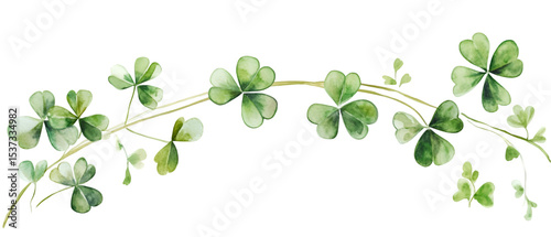 Watercolor Illustration of a Shamrock Vine, St. Patrick's Day Design Element