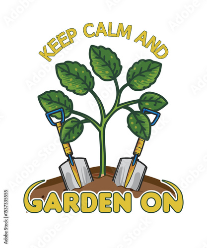 Keep calm and garden on t-shirt design