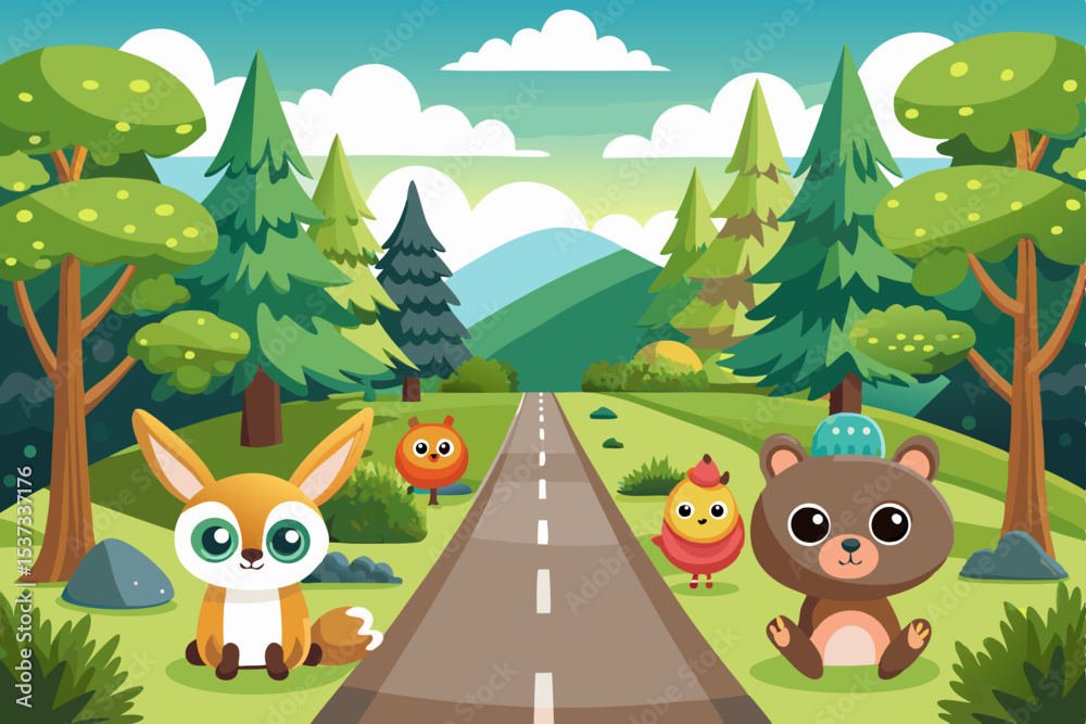 Naklejka premium the squirrel in the forest