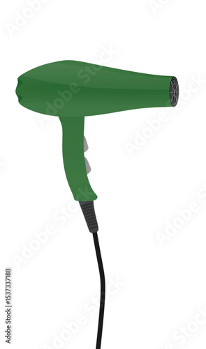 Green hair dryer. vector illustration	