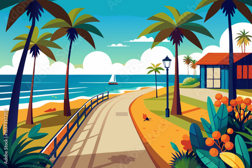 tropical beach with palms