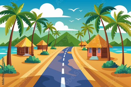 tropical beach with palm trees