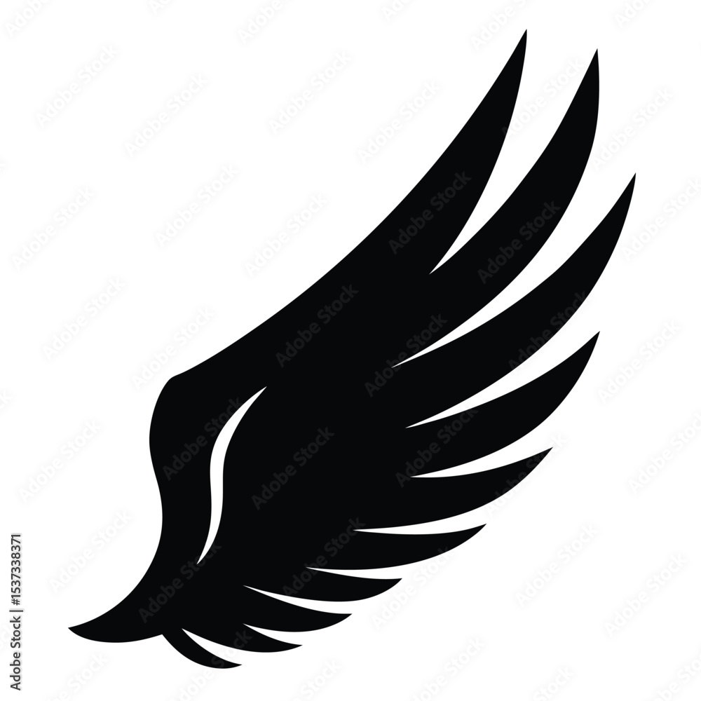 Obraz premium silhouette wing on white background
