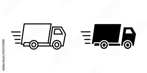 Fast shipping delivery truck flat Icon set. Symbol isolated on white background. vector illustration.