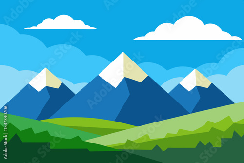 Majestic Mountain Peaks A Serene Landscape Illustration