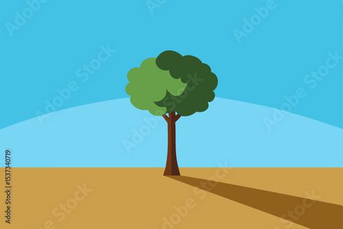 Serene Tree Silhouette Nature's Peaceful Embrace under a Summer Sky