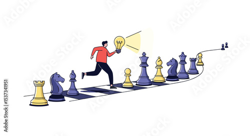 Strategic Thinking and Problem Solving with Chess Pieces and Lightbulb