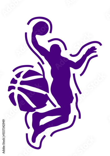 joueur basketball dunk silhouette ballon logo