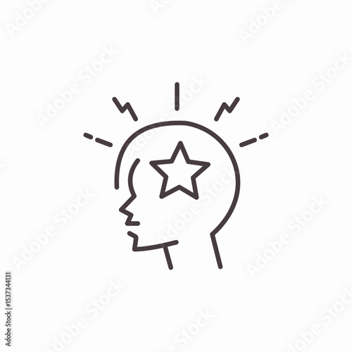 head with star idea icon sign vector