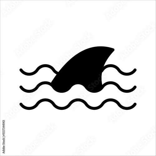shark fin Icon Symbol isolated white background. vector illustration. color editable.