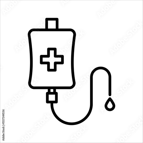 IV Bag Infusion Icon Symbol isolated white background. vector illustration. color editable.