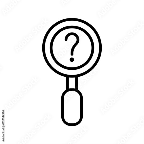magnifying glass with question mark  IconSymbol isolated white background. vector illustration. color editable.