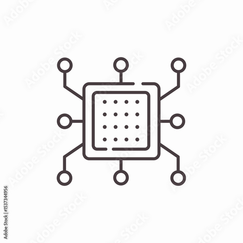 microchip processor circuit icon sign vector