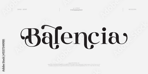 Balencia logo elegant alphabet letters font logo. Typography luxury classic lettering serif fashion fonts decorative wedding vintage retro logos. vector illustration
