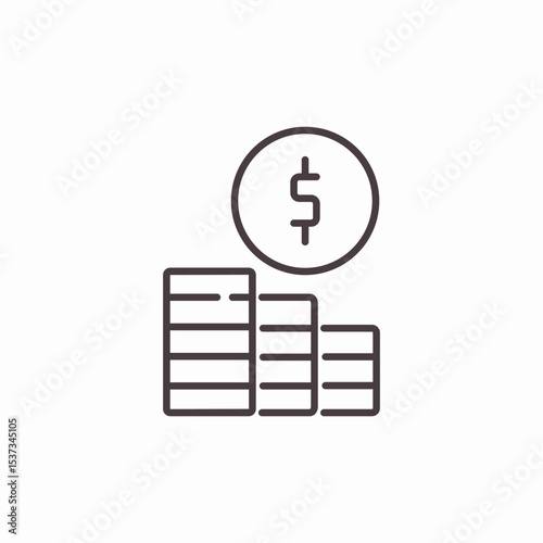 money stack and coin icon sign vector