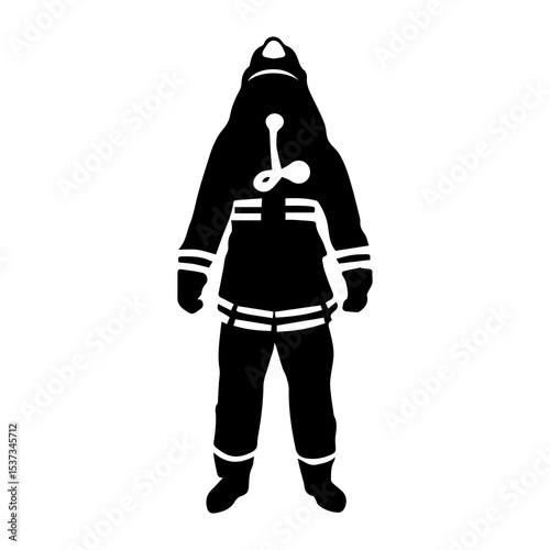 Silhouette of Firefighter Against Smoke and Flames at Emergency Scene

