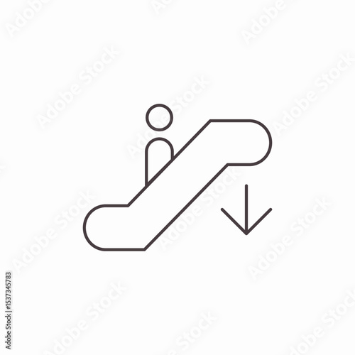 person on down escalator icon sign vector
