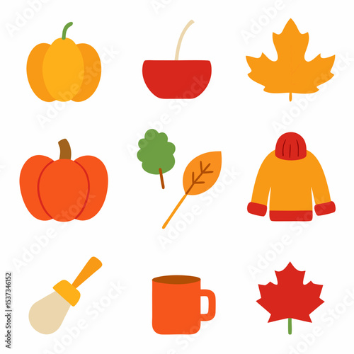 autumn set of icon vector illustration	