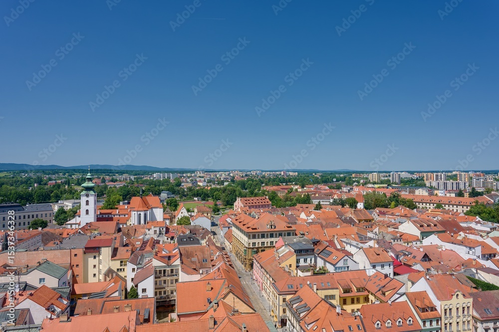 Obraz premium View of České Budějovice from the Black Tower, sunny day in June
