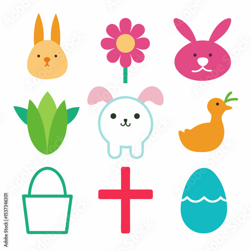 easter set of icon vector illustration	