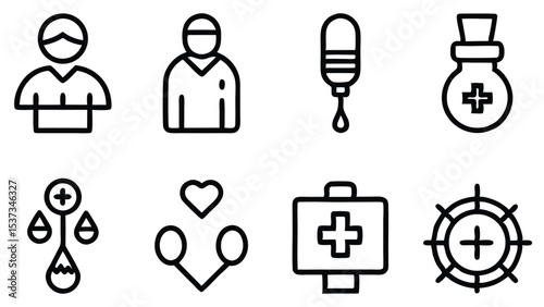 Medical healthcare icons set representing doctor care and hospital medical assistance