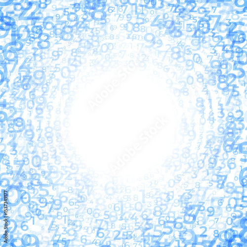 Digital data array, Abstract Concentric circles of Digits Swirling in Digital Pattern. spiral of numbers, abstract math background, big data concept