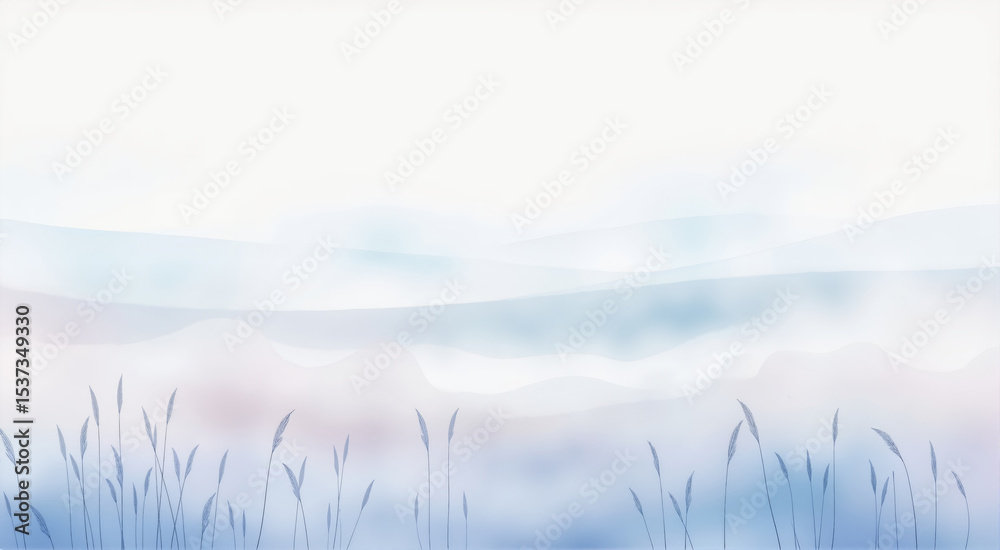 Obraz premium Serene winter landscape with frosty grass