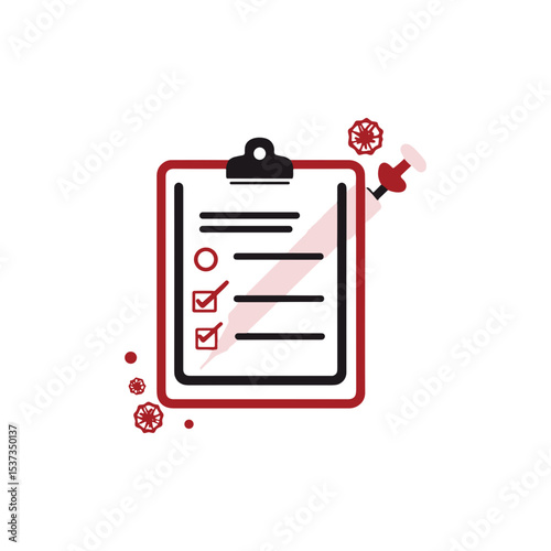 icon of a vaccination schedule chart with red symbols designed