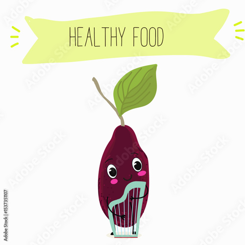 Cherry, fruit, dogwood, cornelian, cornus, characters. Vector hand drawn  illistration.