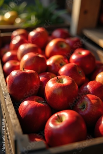 Red apples in a box