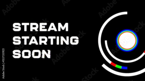 stream starting soon 4k alpha channel with loading glitch