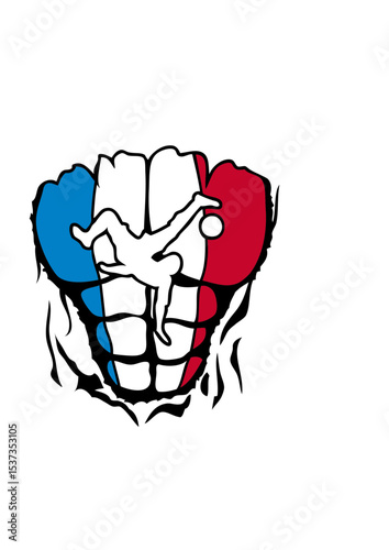Torse France football corps muscle dechire muscu abdos logo club équipe
