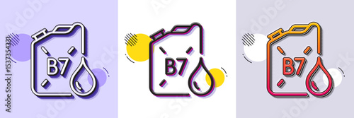 Diesel canister line icon. Halftone dotted pattern. Gradient icon with grain shadow. DD liquid fuel sign. B7 petroleum container symbol. Line diesel canister icon. Various designs. Vector