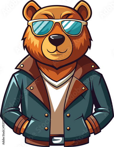  Cool Bear Mascot in Biker Jacket