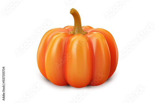 Vector realistic isolated pumpkin on white background. Concept of harvest season, Halloween and Thanksgiving.