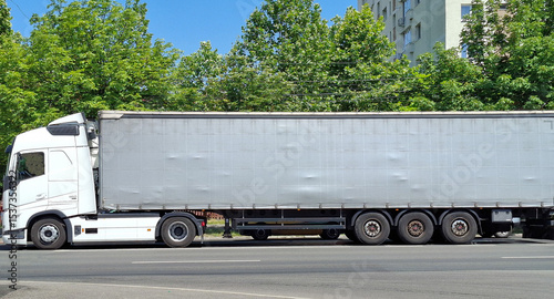 Transportation truck on a road in Romania