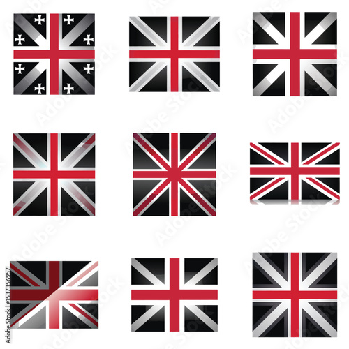 Union Jack Flag Icon Set