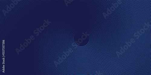 Abstract blue geometric lines glowing on dark blue background. Modern shiny blue circle lines pattern. Futuristic technology concept