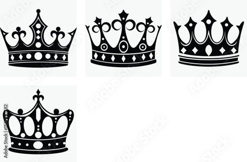 A royal vector crown icon set, perfect for heraldic design and vintage imperial insignia collections