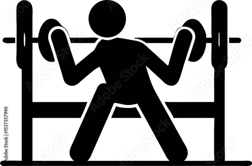 Silhouette of a Person Weightlifting on Bench Press Gym Icon

