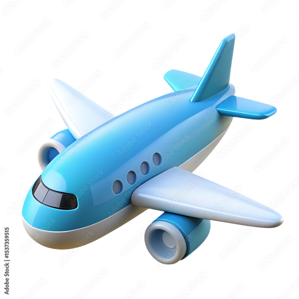 Obraz premium Cartoon airplane icon 3d render isolated on transparent background
