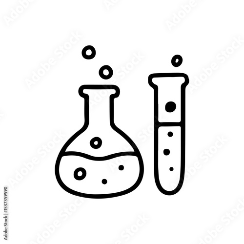 Laboratory glassware vector illustration featuring a beaker and test tube icon, ideal for educational, scientific, and research-themed projects. Perfect for science and chemistry designs.