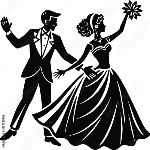romantic wedding couple dancing silhouette