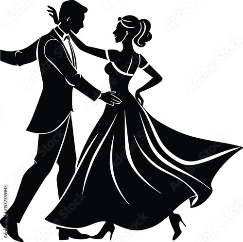 wedding couple in love dancing silhouette