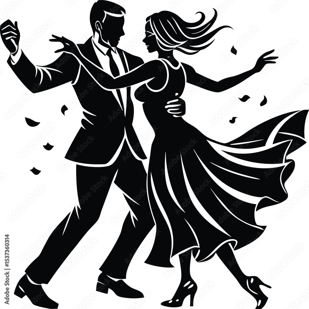 Fototapeta premium couple silhouette dancing with rhythm