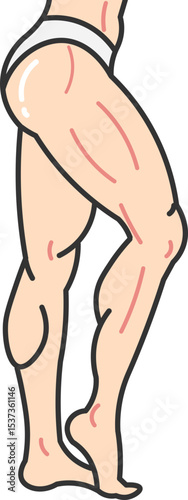 Icon of defined female legs with muscular highlights and aesthetic posture