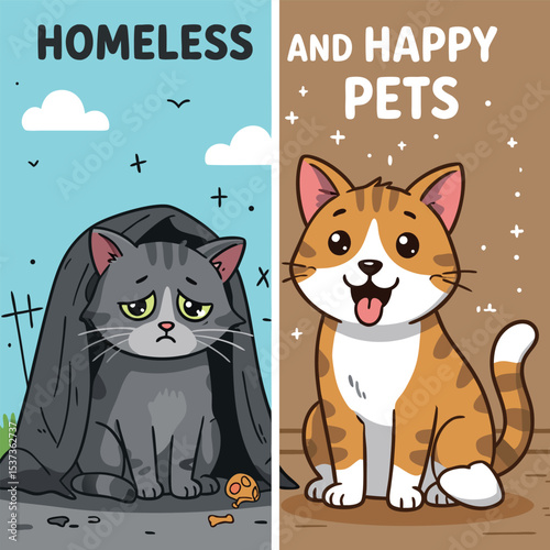 International Homeless Animals Day Vector Illustrations for T-Shirt Poster and Other Printing Materials